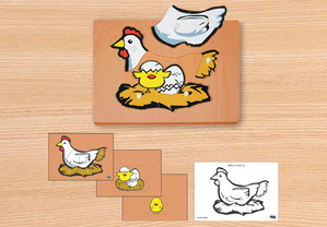 닭 성장 퍼즐 (3단 겹침)